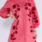 Floral Embroidery Band Collar Ruffle Trim Dress