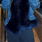 Faux Fur Cinched Denim Jacket
