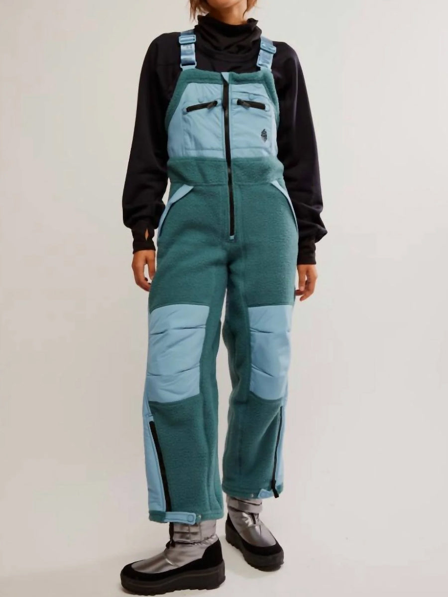 Adjustable Buckle Straps Zip Up Pockets Ski Wear Jumpsuit