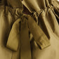 Ruffled Neck Adjustable Bow Balloon Sleeves Blouse