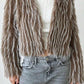 Faux Fur Open Front Loose Fluffy Coat