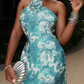 Elegant Halter Neck Floral Dress