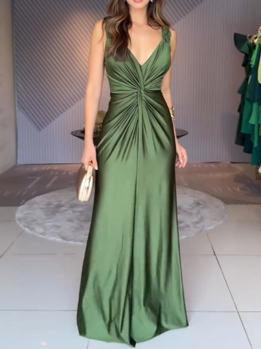 Royal Floral Strap Ruched Dress