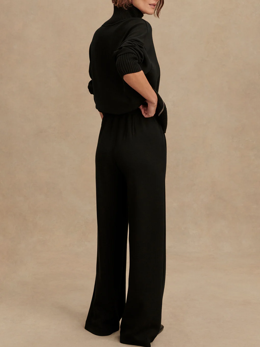 High-Neck Side Zipper Sweatshirt and Pants Set