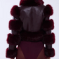 Burgundy Faux Fur Motorcycle Jacket
