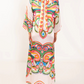 High Neck Bell Sleeve Psychedelic Swirl Print Maxi Dress