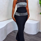Women's Elegant Mesh Splice Rhinestone Dress