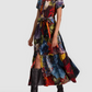 Floral Print Short Sleeve Belted Tiered Dress