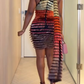 Multicolor Tiered Tassel Halter Dress
