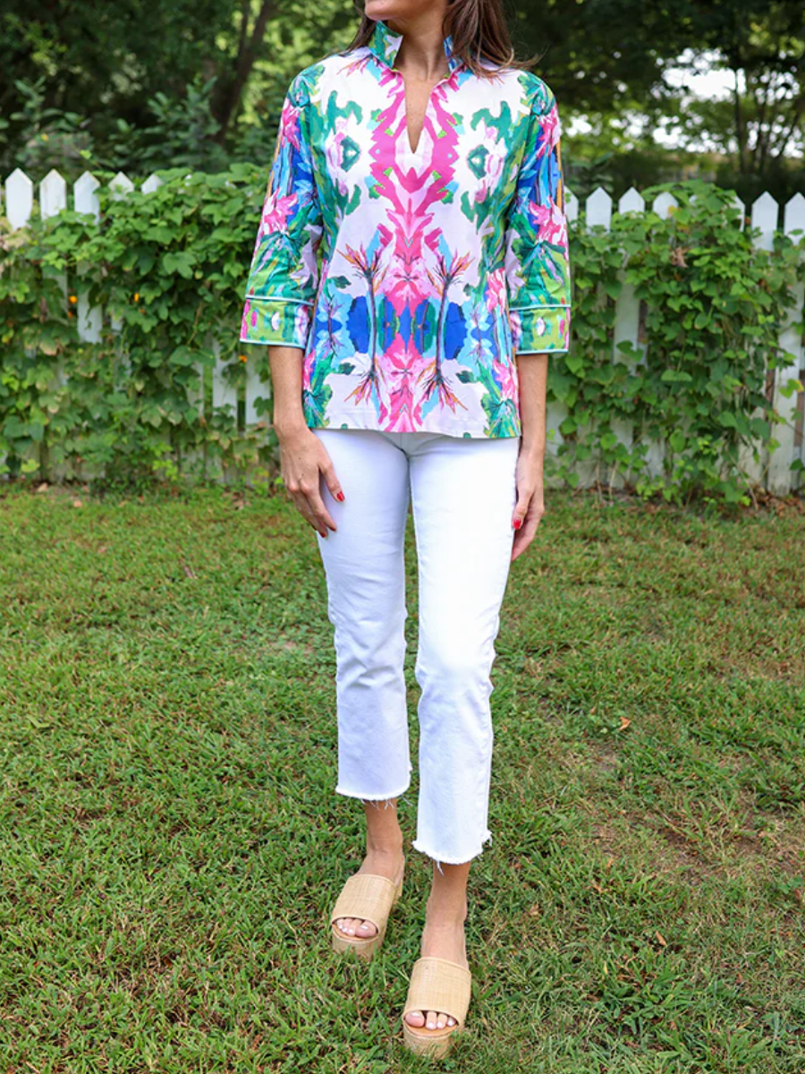 3/4 Sleeves Cotton Print Top