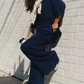 V-Neck Elastic Cuff Casual Set