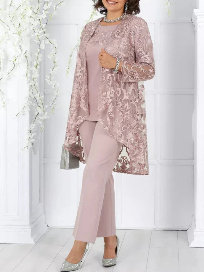 Elegant Cardigan Chiffon Three Piece Set