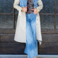 Denim Vest Patchwork Button-down Trench Coat