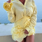 3D Rose Shirt & Skirt Two-Piece Set