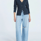V Neck Cardigan Sweater and Knit Barrel Pants