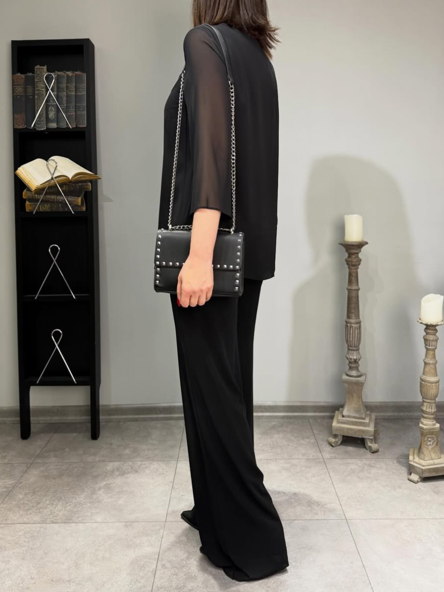 Elegant Chiffon Two-Piece Set with Rhinestone Embellishment
