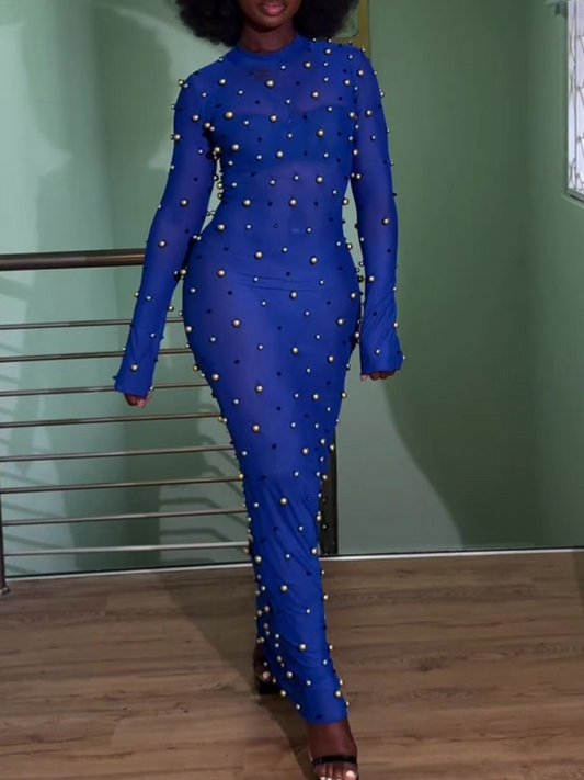 Perspective Tulle Handmade Beaded Dress