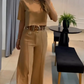 Half Sleeve Crop T-shirt & Wide Leg Pants Set