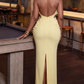 3D Floral Yellow Halter Cutout Maxi Dress