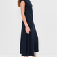 Navy Mock Neck Ribbed Dress