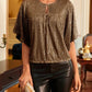 Sequin Round Neck 1/2 Sleeve Party Tops