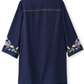 Coastal Floral Embroidered V-Neck Mini Dress with Bell Sleeves