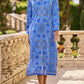 Elegant V-neck Printed Midi Dress