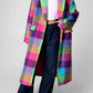 Multi Check Single Breasted Oversized Coat
