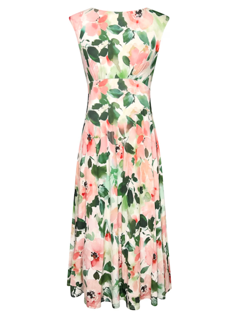 Spring Blooms Sleeveless Midi Dress