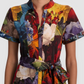 Floral Print Short Sleeve Belted Tiered Dress