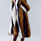 Faux Fur Contrast Vertical Stripe Coat