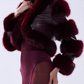 Burgundy Faux Fur Motorcycle Jacket