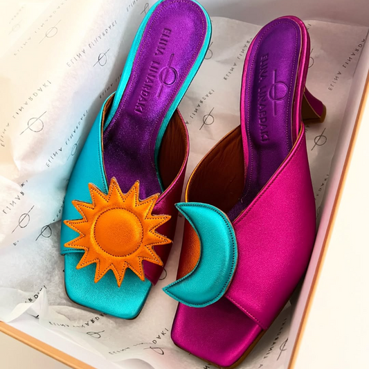 Sun & Moon Colorblock Mule Heels