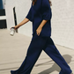 V-Neck Elastic Cuff Casual Set