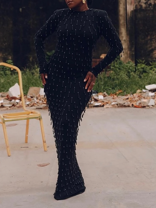 Slim-Fit Dress With Beaded Pendant