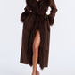 Fur Trim Fashion Belted Long Coat