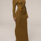 Asymmetric Neck Acrylic Accent Knitted Maxi Dress