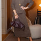 Knitted High Neck Sweater Two Pieces Dress