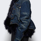 Faux Fur Cinched Denim Jacket