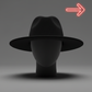Wide-brim fedora in midnight black wool