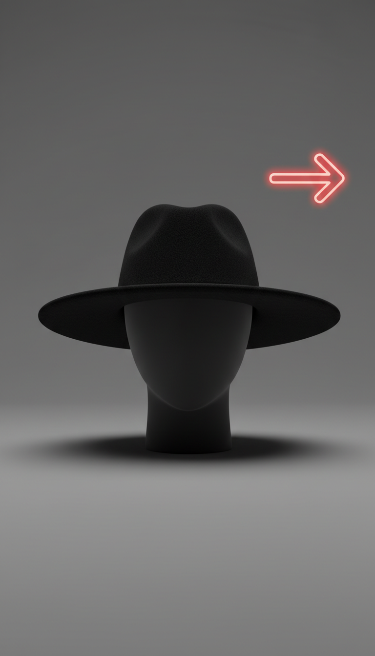 Wide-brim fedora in midnight black wool