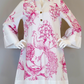 Vibrant Pink Botanical Peacock Midi Dress
