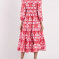 Breathable Tiered Stretch Poplin Long Sleeve Dress