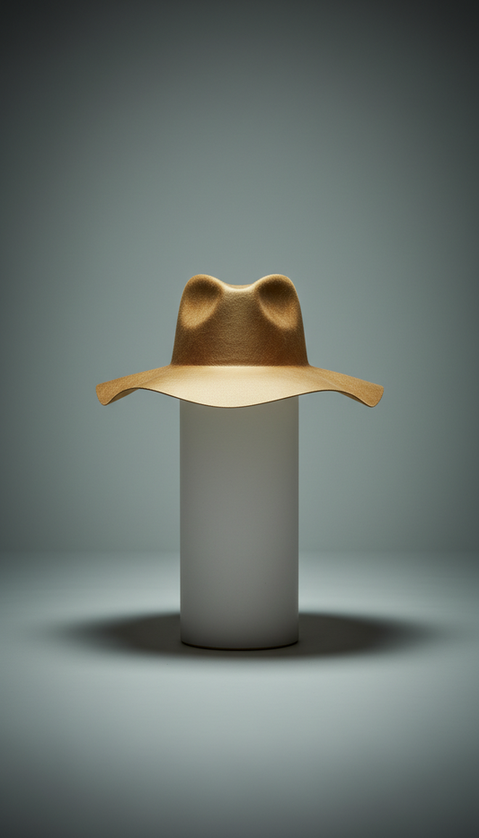 Wide-brim fedora with silk gold accents