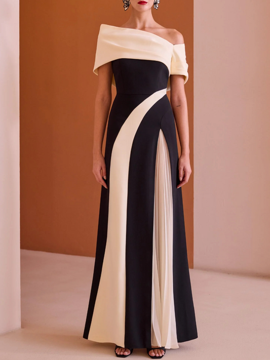 Elegant Off-Shoulder Pleated Dress