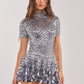 Shimmer Sequin Flounce Hem Mini Dress