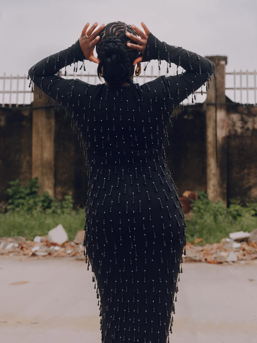 Slim-Fit Dress With Beaded Pendant