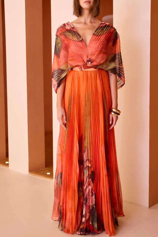 Elegant V-neck Chiffon Maxi Dress