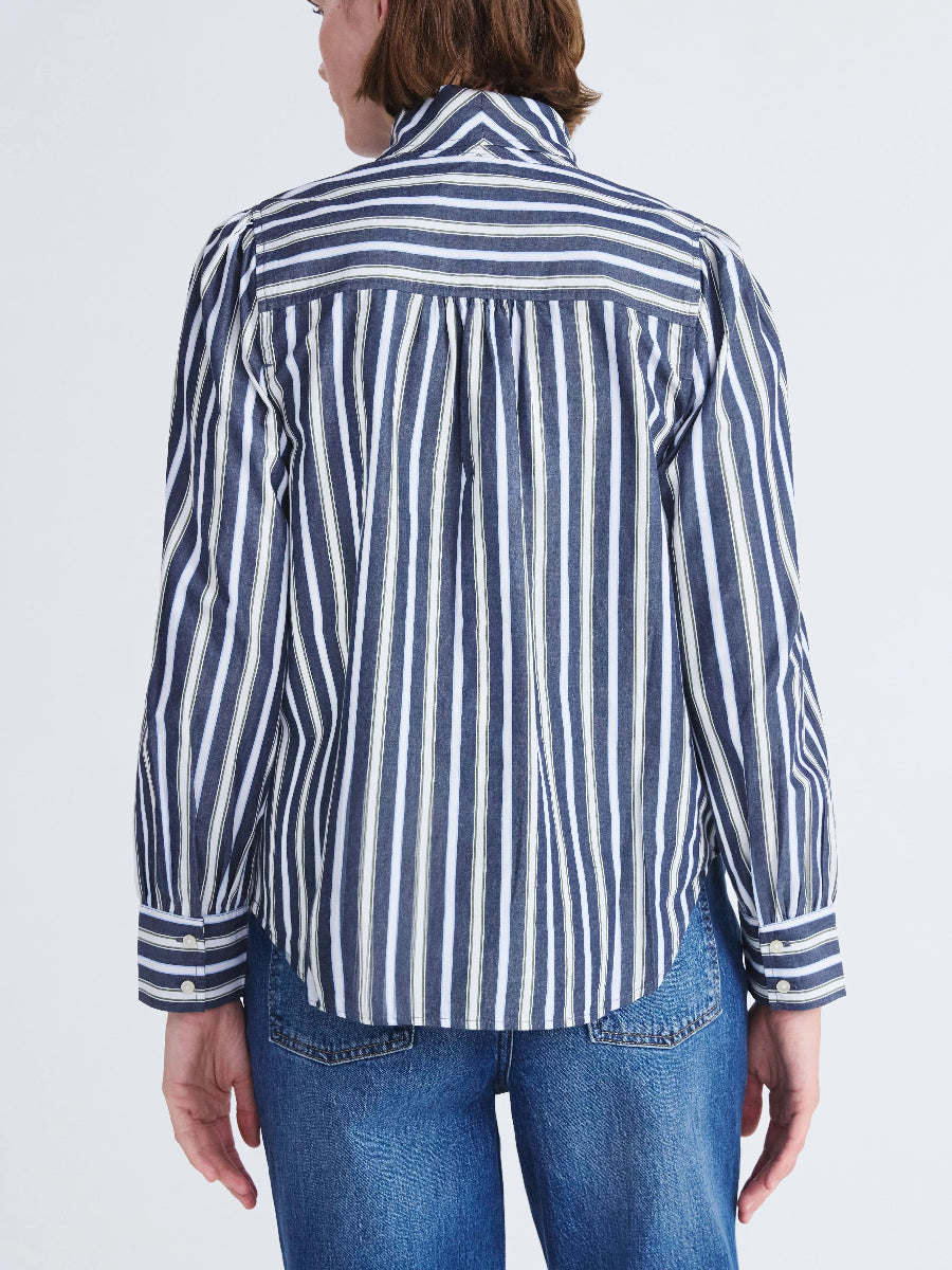 Women's Cotton Puff Sleeves Tie Neck Blouse