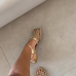 Women's Summer Braided Closed-Toe T-Strap Flat Sandals